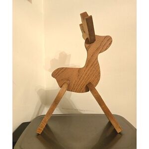 Vintage Handmade "Build Your Own" Wooden Reindeer Figurine Unstained Wood